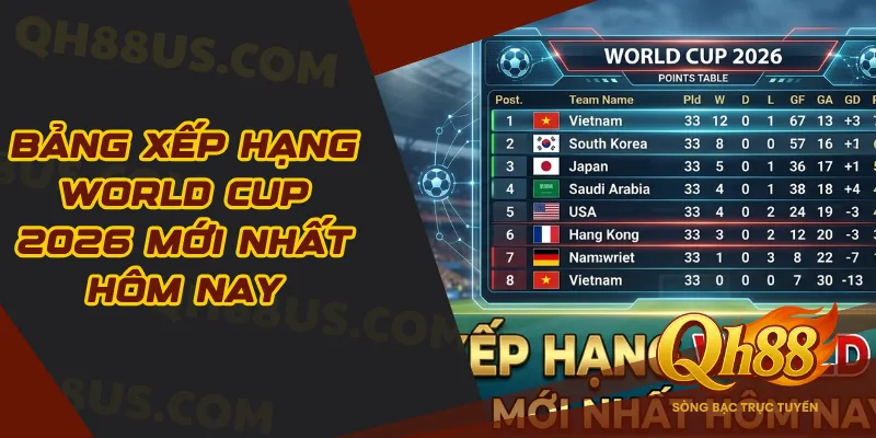 Bảng Xếp Hạng World Cup 2026 Mới Nhất Hôm Nay - QH88